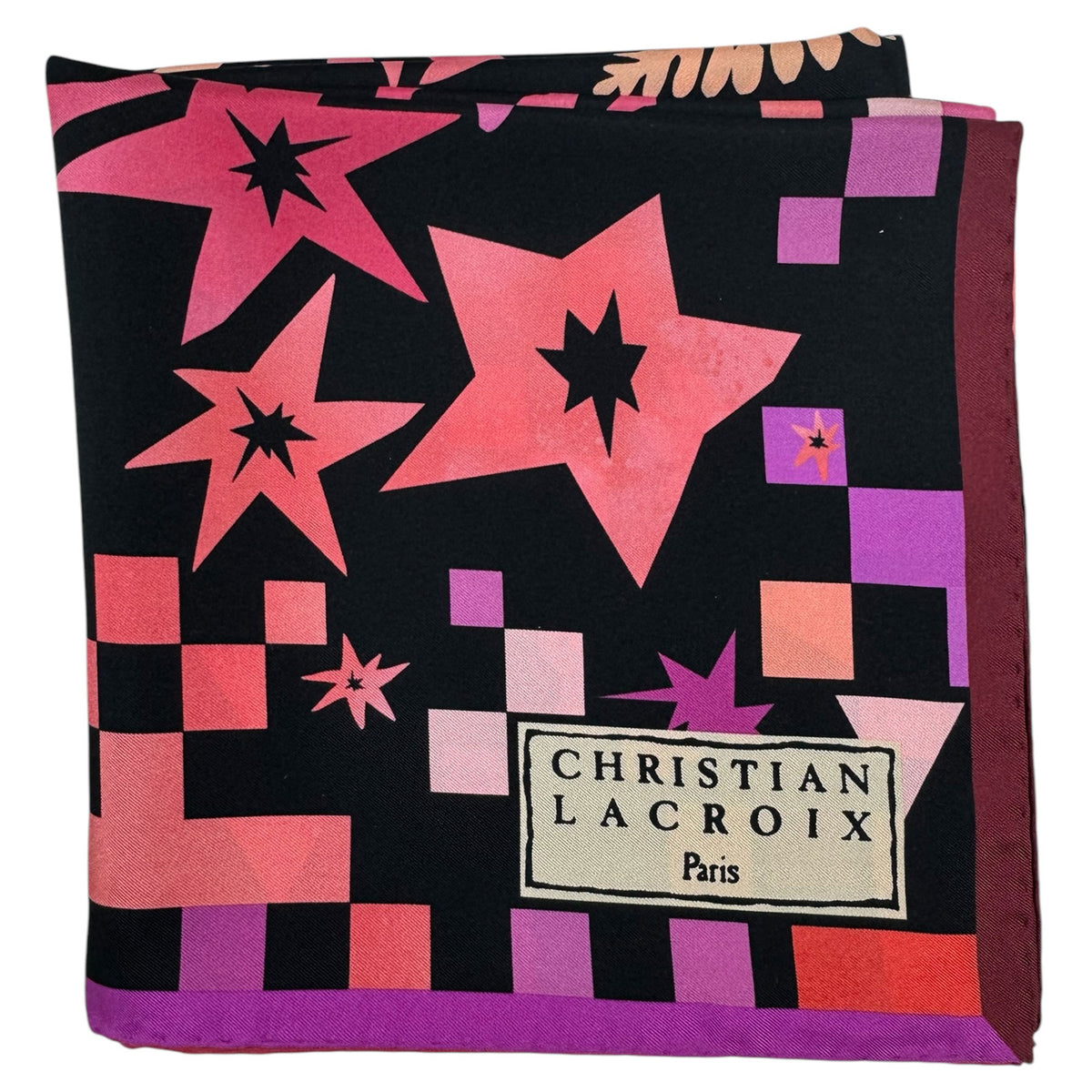 Christian Lacroix Scarf Pink Purple - Square Twill Silk Foulard