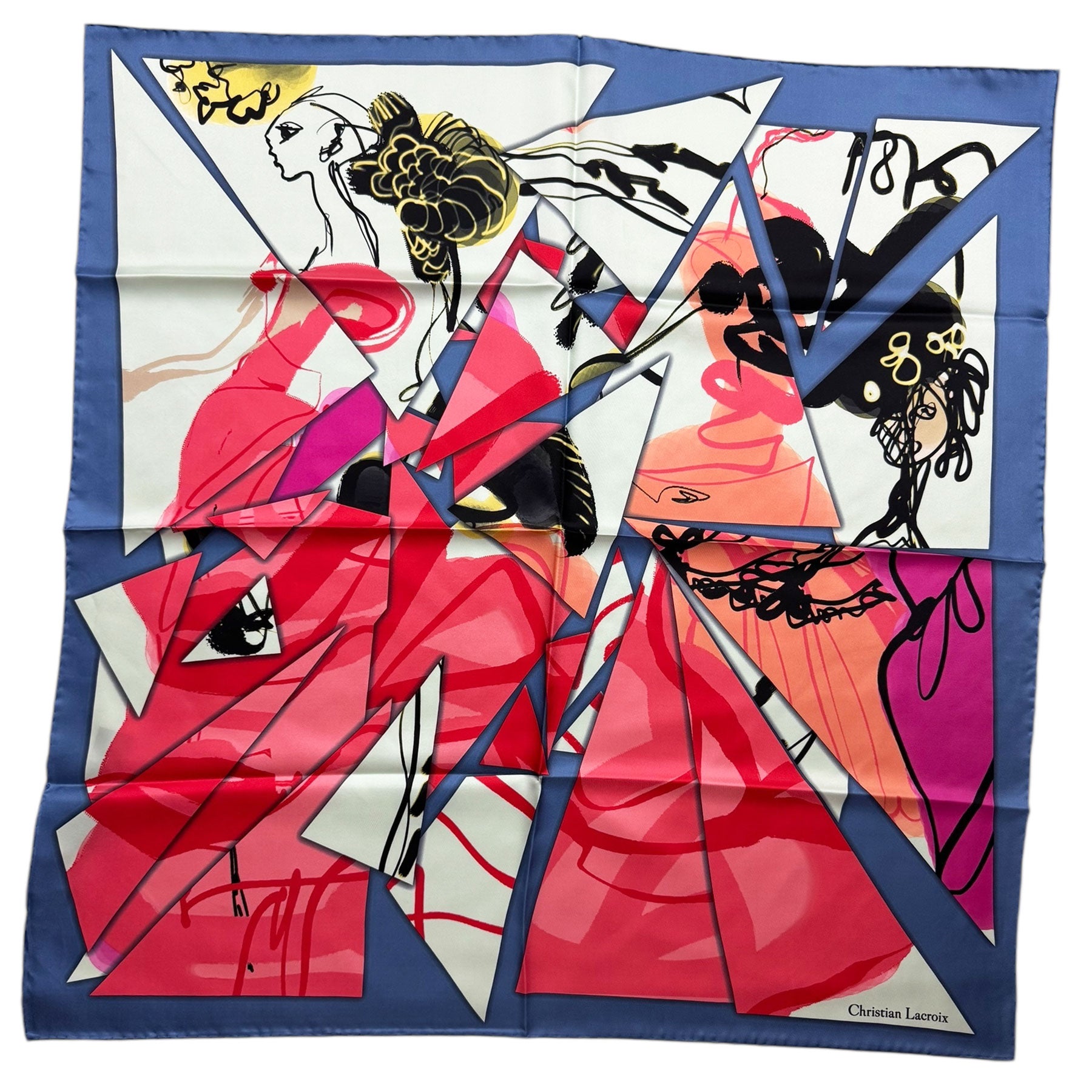 Lacroix Scarf Metal Blue Pink - Square Twill Silk Foulard
