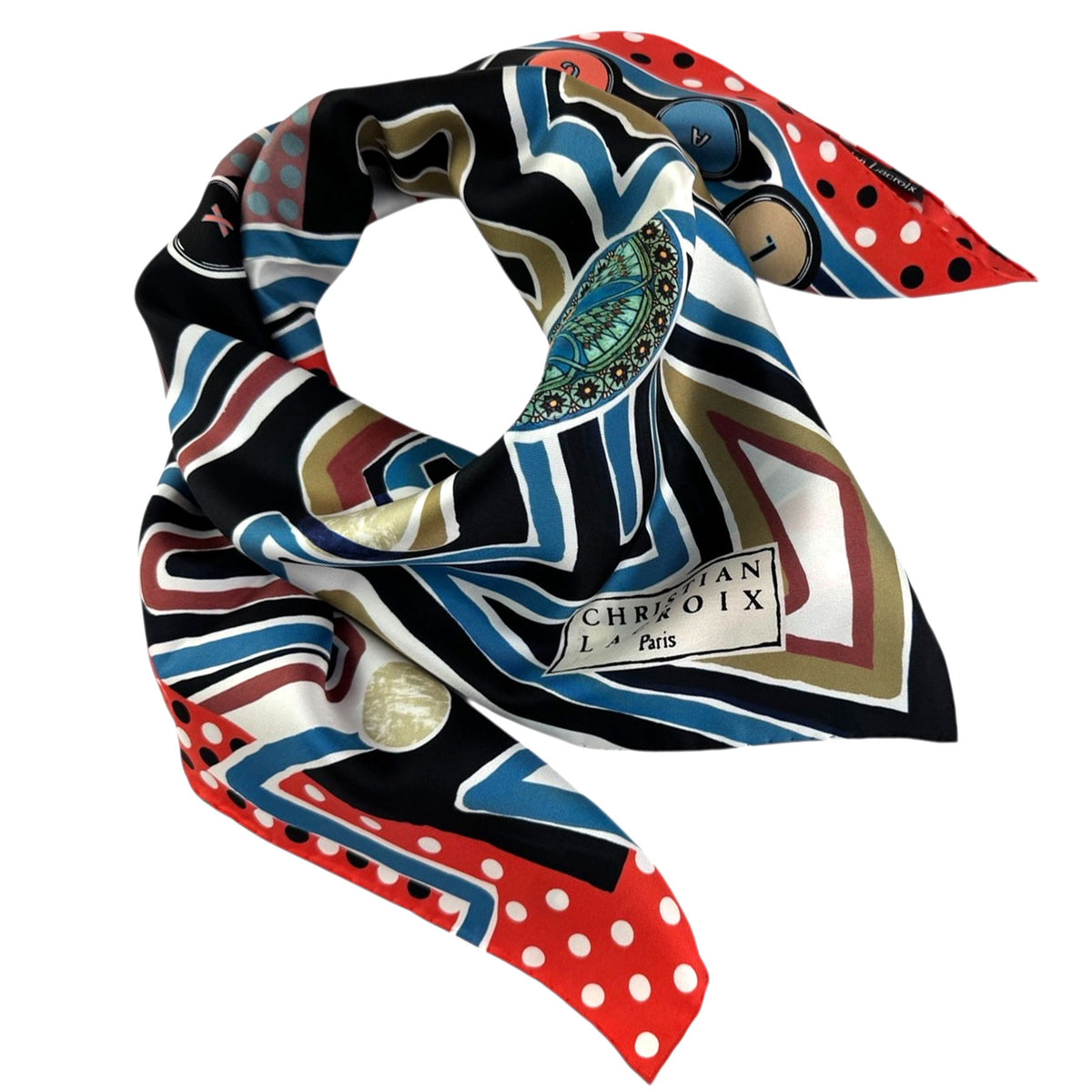 Christian Lacroix Scarf Geometric Flowers - Square Twill Silk Foulard