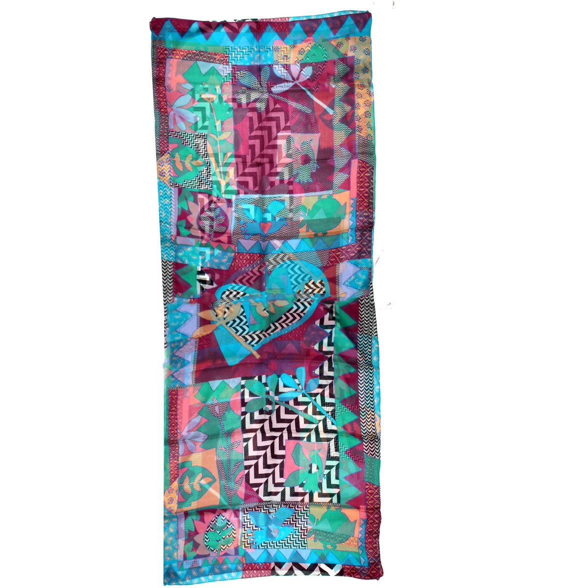 Scarf Lacroix Scarf Aqua Blue Green Fuchsia Paisley