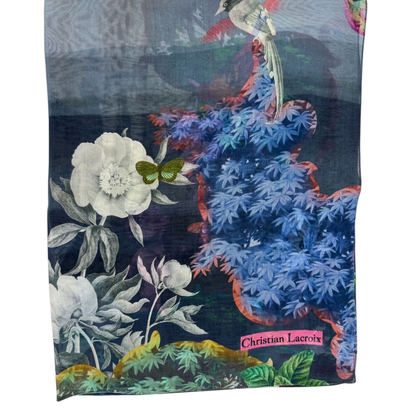 Christian Lacroix Scarf Midnight Blue - Chiffon Silk Shawl Animals