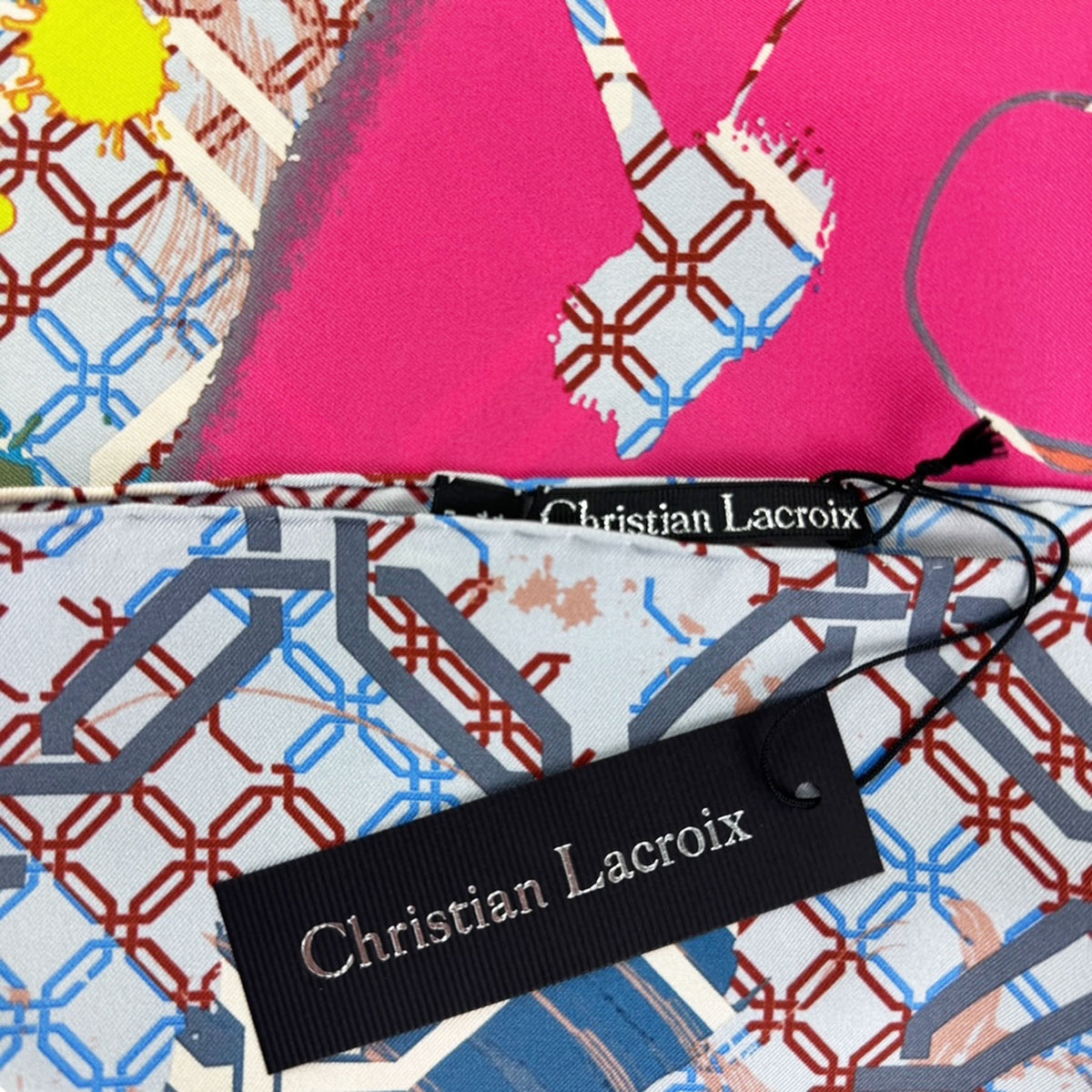 Christian Lacroix Scarf Gray Original Abstract Design - Twill Silk Square Foulard