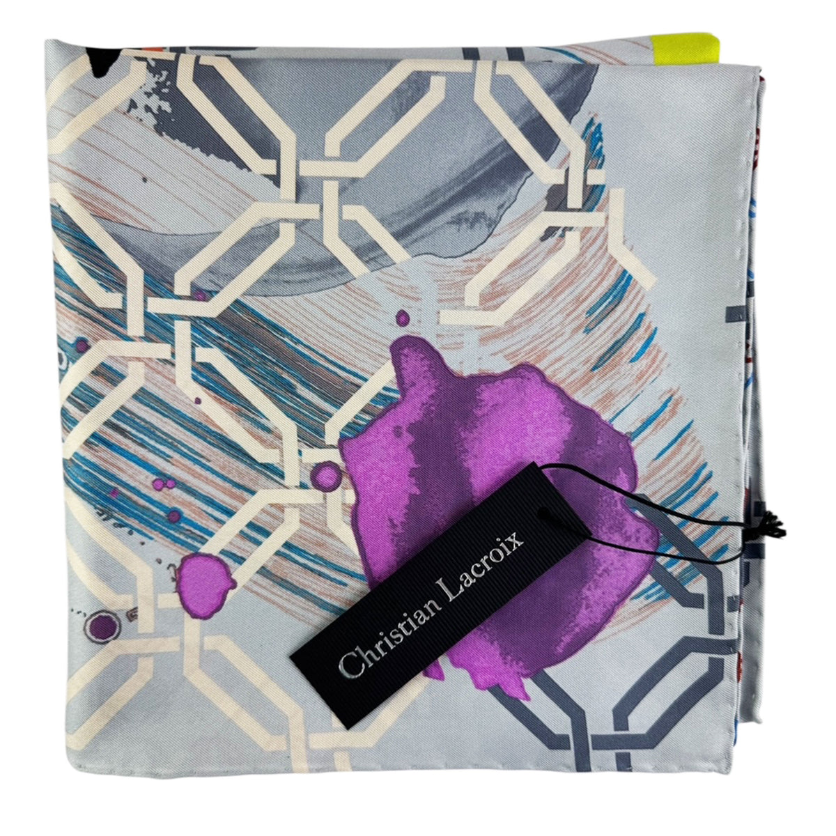 Christian Lacroix Scarf Gray Navy Acid Pink Design