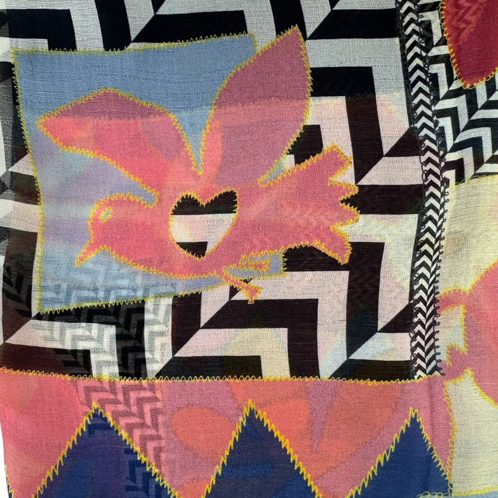 Christian Lacroix Scarf Red Lapis Sky Blue Paisley Patch - Chiffon Silk Shawl