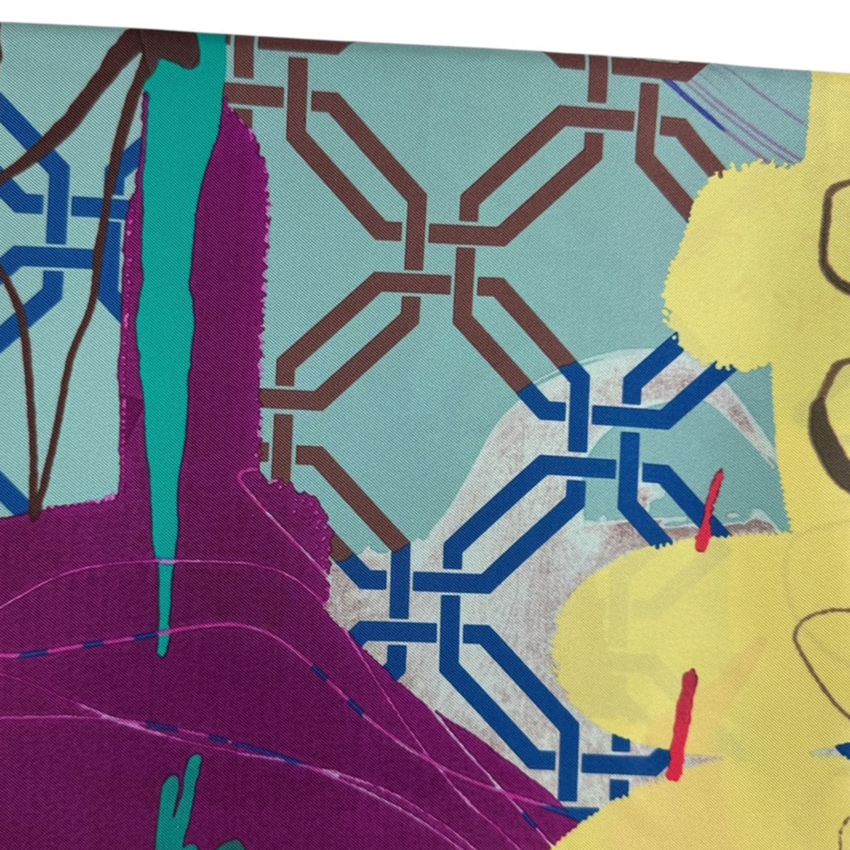 Christian Lacroix Scarf Seafoam Original Abstract Design - Twill Silk Square Foulard