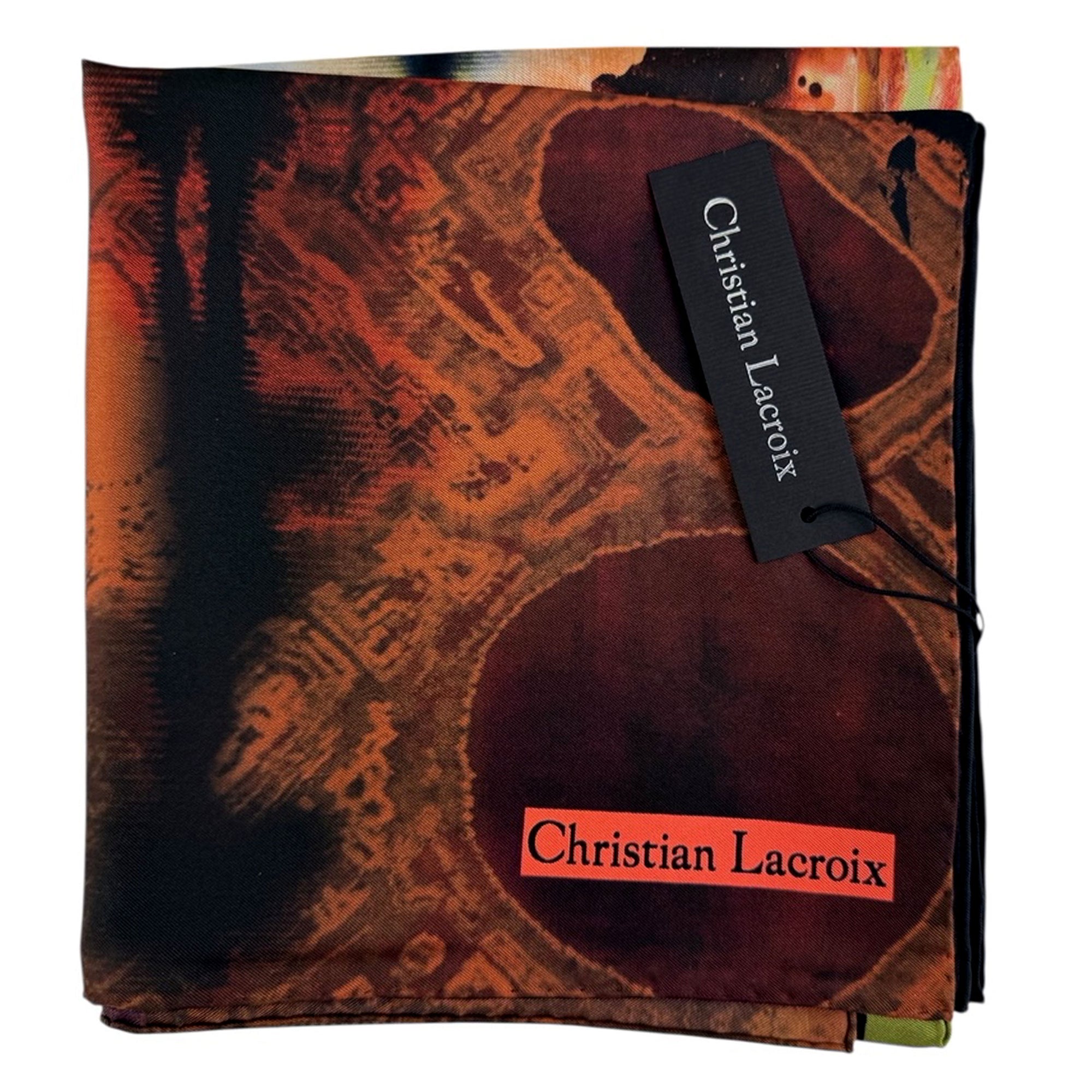 Christian Lacroix Scarf Original Heart & Logo Design - Twill Silk Square Foulard