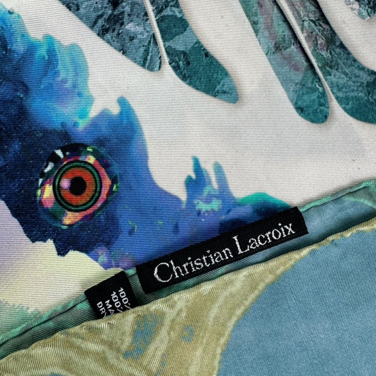 Christian Lacroix Scarf Abstract Heart &amp; Logo Design - Twill Silk Square Foulard