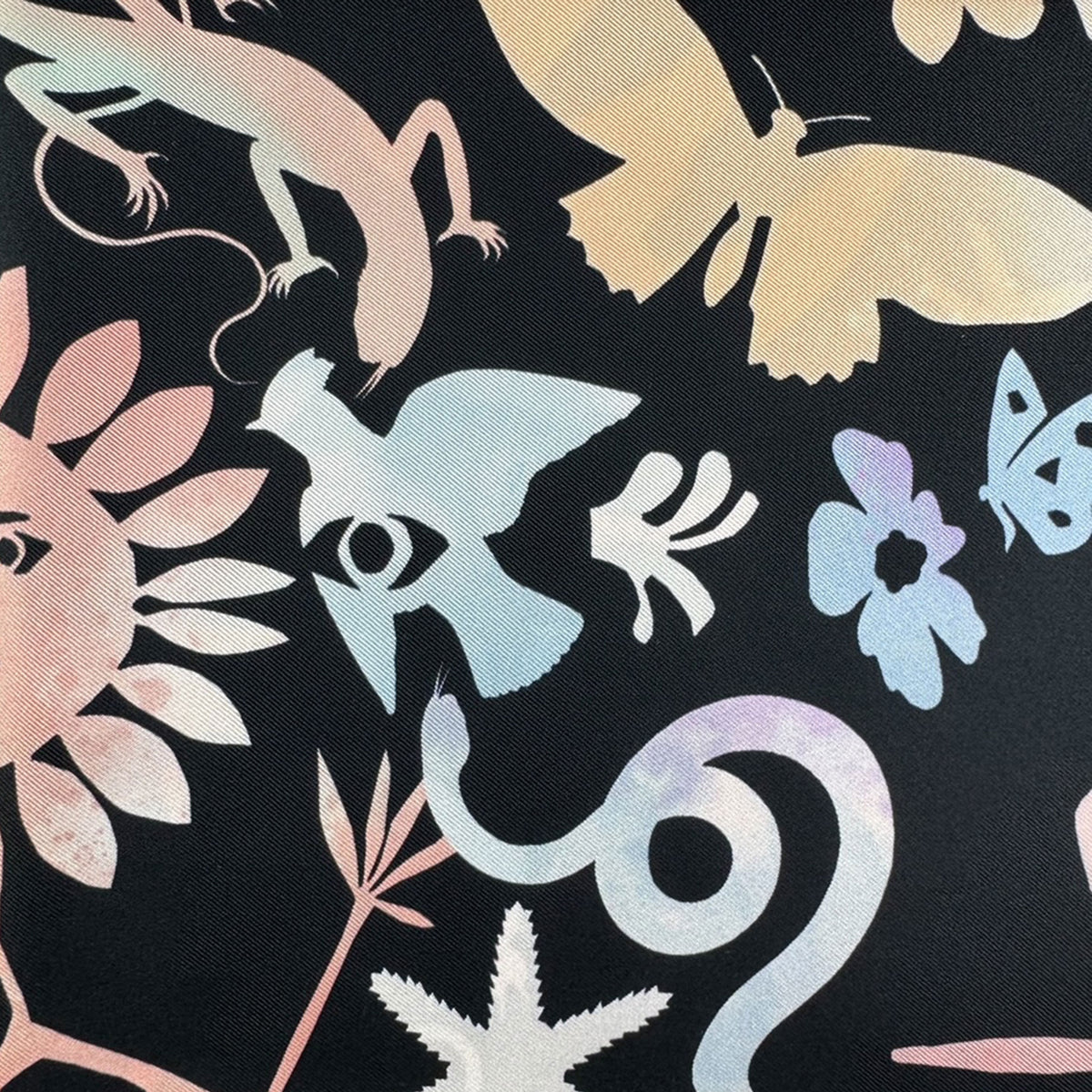 Christian Lacroix Scarf Black Tree Of Life Design - Twill Silk Square Foulard