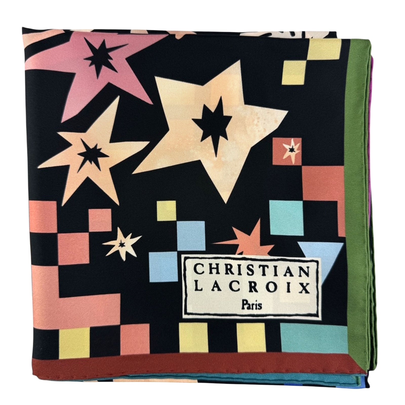 Christian Lacroix Scarf Black Tree Of Life Design - Twill Silk Square Foulard