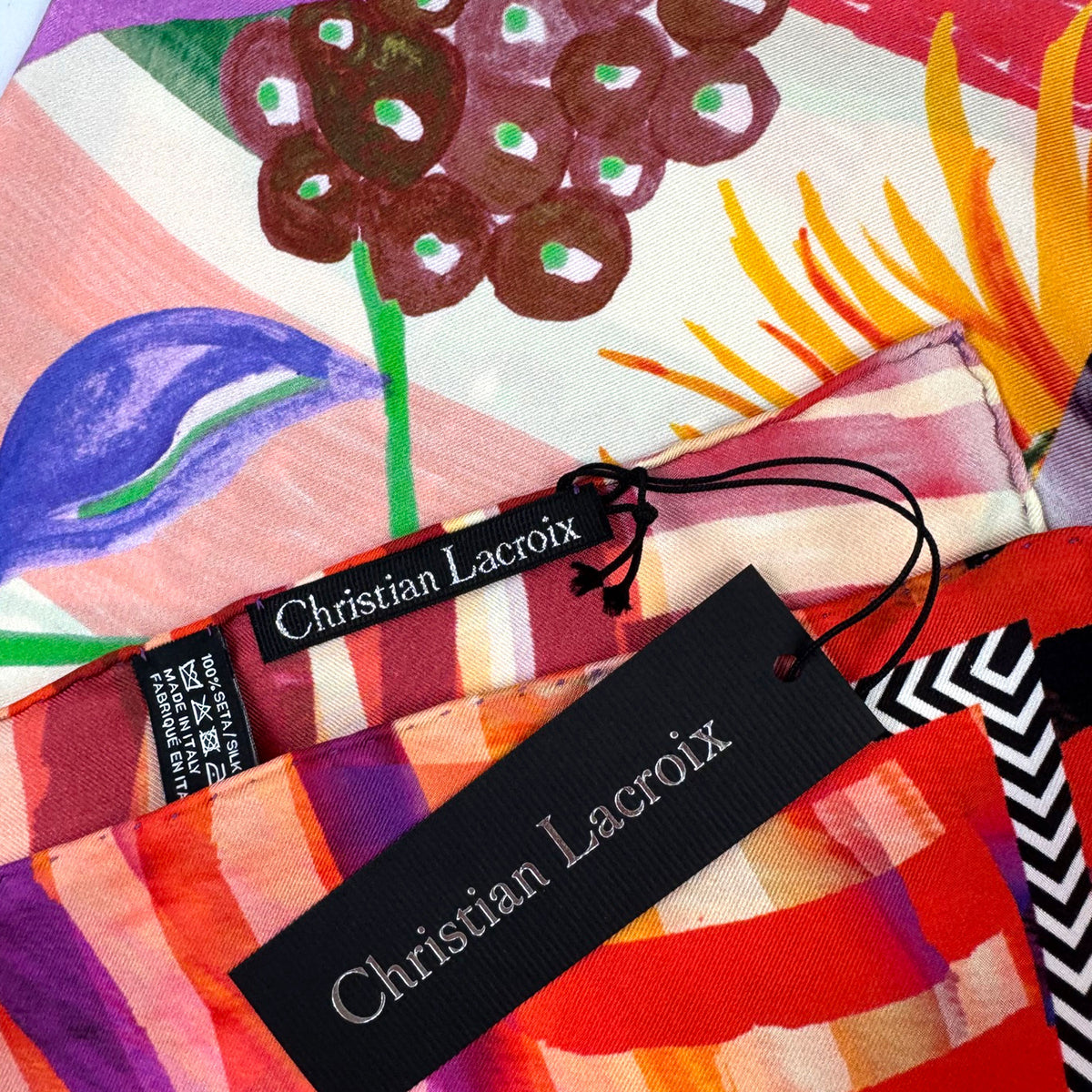 Christian Lacroix Scarf Floral Design - Twill Silk Square Foulard