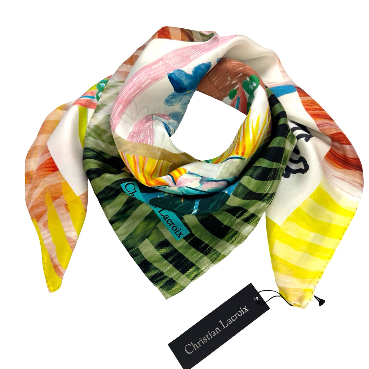 Christian Lacroix Scarf Floral - Twill Silk Square Foulard