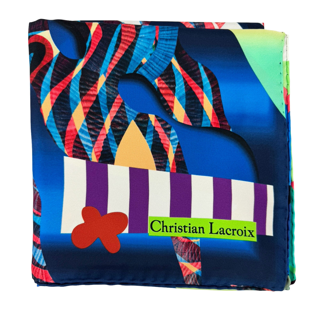 Christian Lacroix Scarf Royal Blue Original Print - Twill Silk Square Foulard