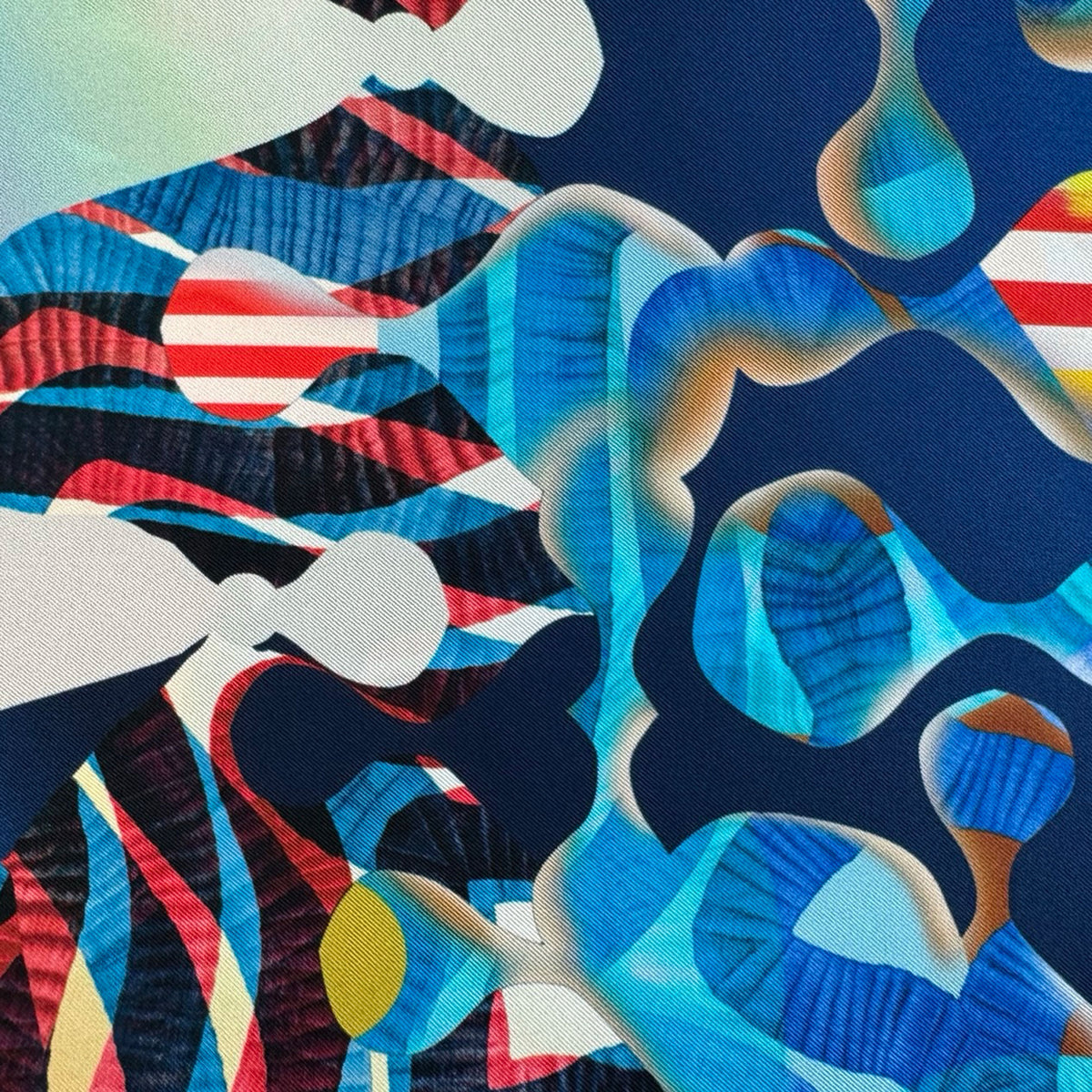Lacroix Scarf Royal Blue Original Print - Twill Silk Square Foulard
