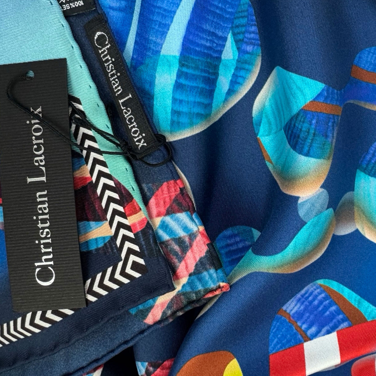 Christian Lacroix Scarf Royal Blue Original Print - Twill Silk Square Foulard