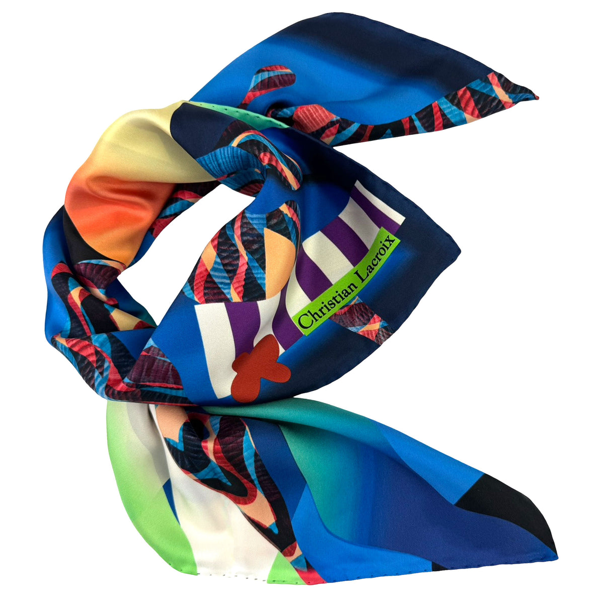 Christian Lacroix Scarf Royal Blue Original Print - Twill Silk Square Foulard