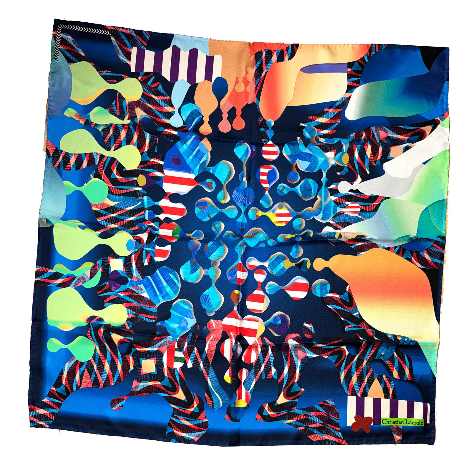 Lacroix Scarf Royal Blue Original Print - Twill Silk Square Foulard