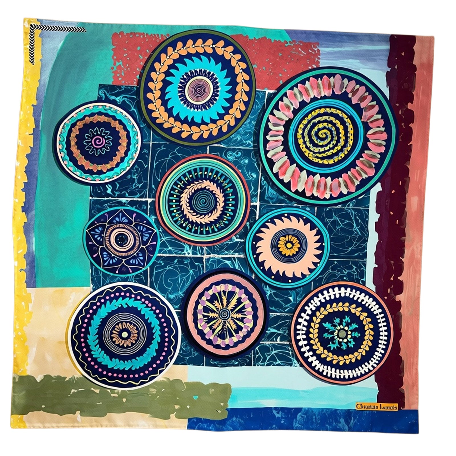 Christian Lacroix Scarf Geometric Flowers - Twill Silk Square Foulard