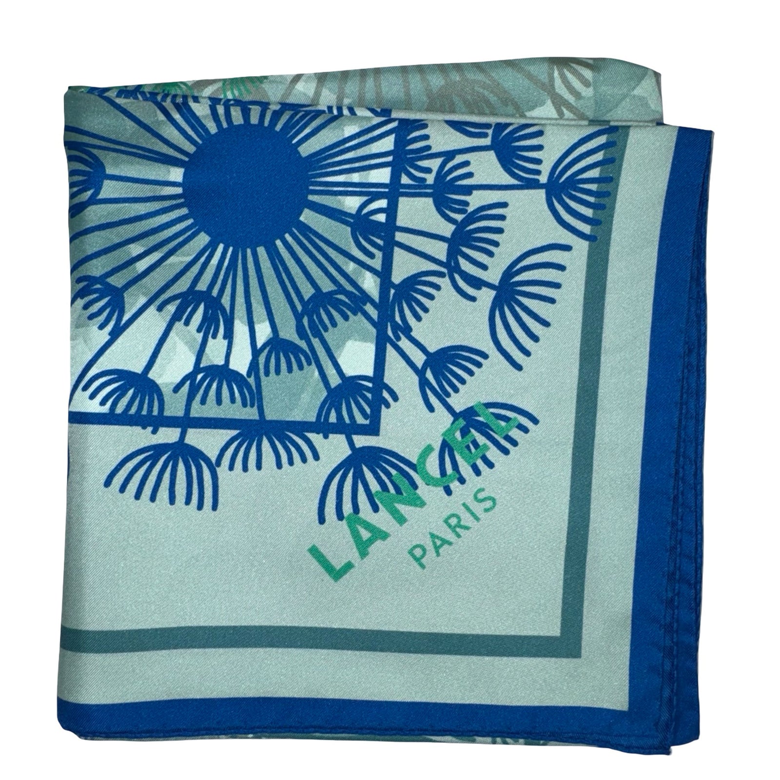 Lancel Paris Scarf Seagrass Floral - Twill Silk Square Foulard