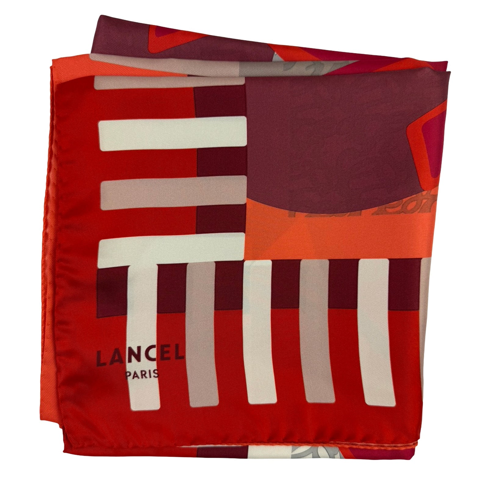 Lancel Paris Scarf Red Logo 