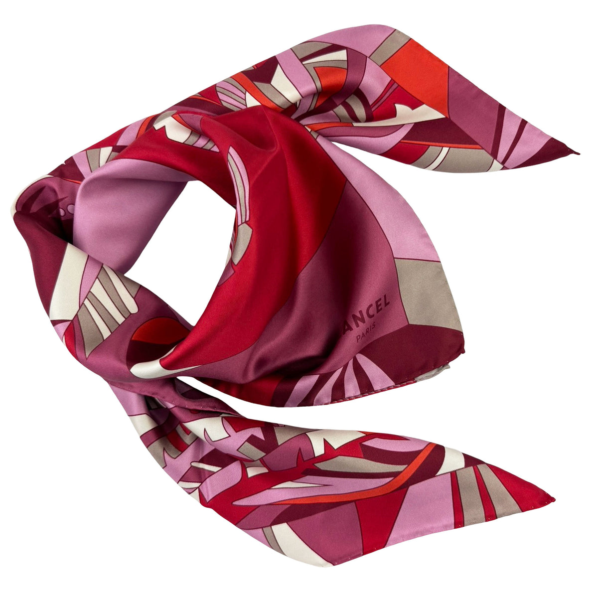 Lancel Paris Scarf Bordeaux Pink - Twill Silk Square Foulard