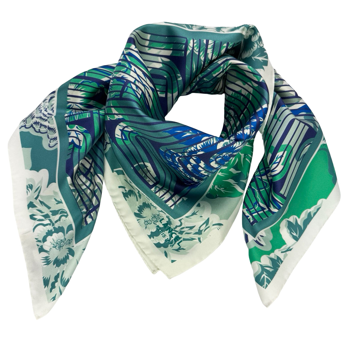 New Lancel Paris Scarf Blue Green 