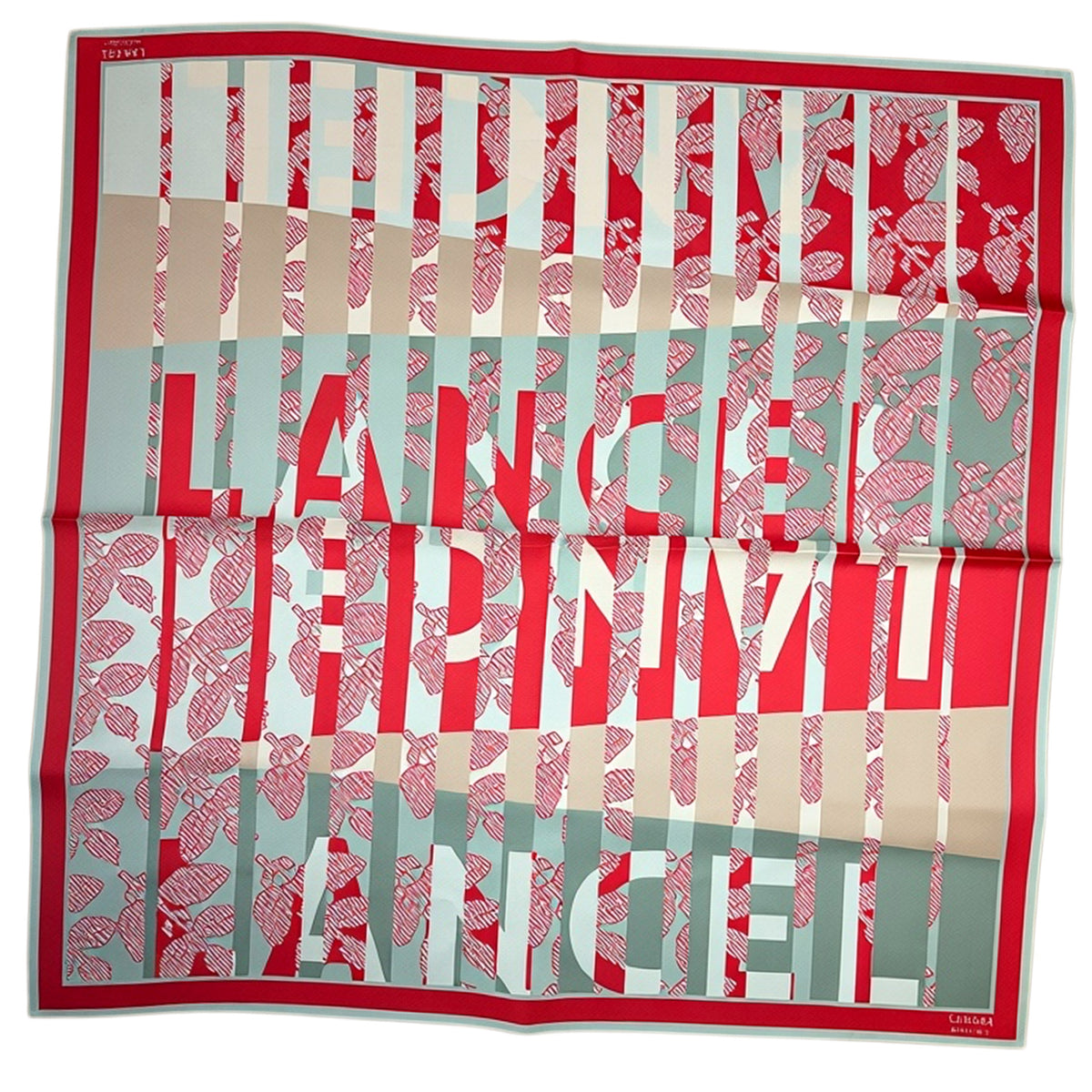 Lancel Paris Scarf Red Gray Taupe