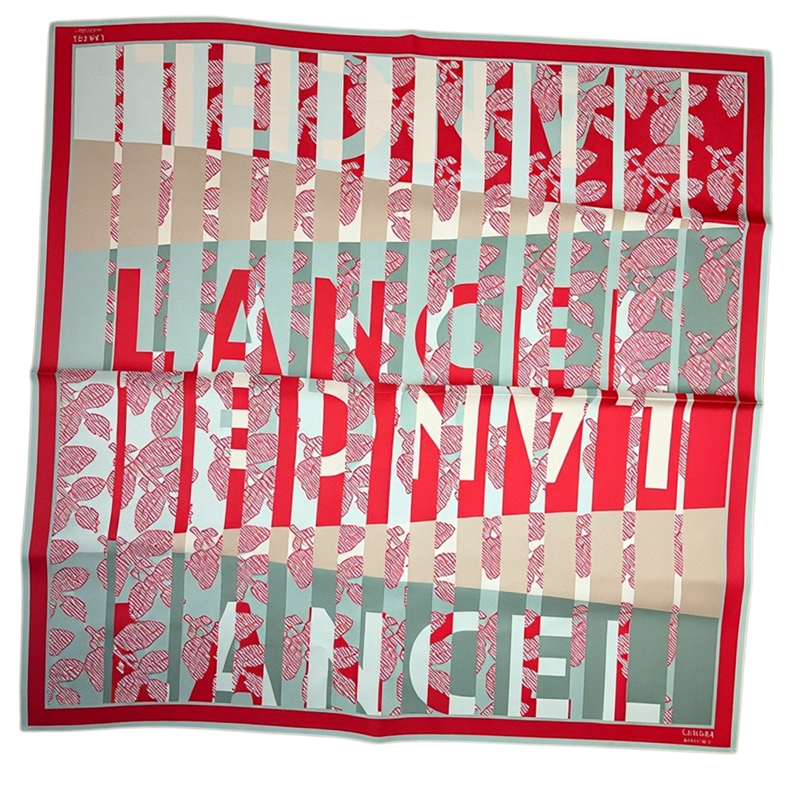 Lancel Paris Scarf Red Gray Taupe