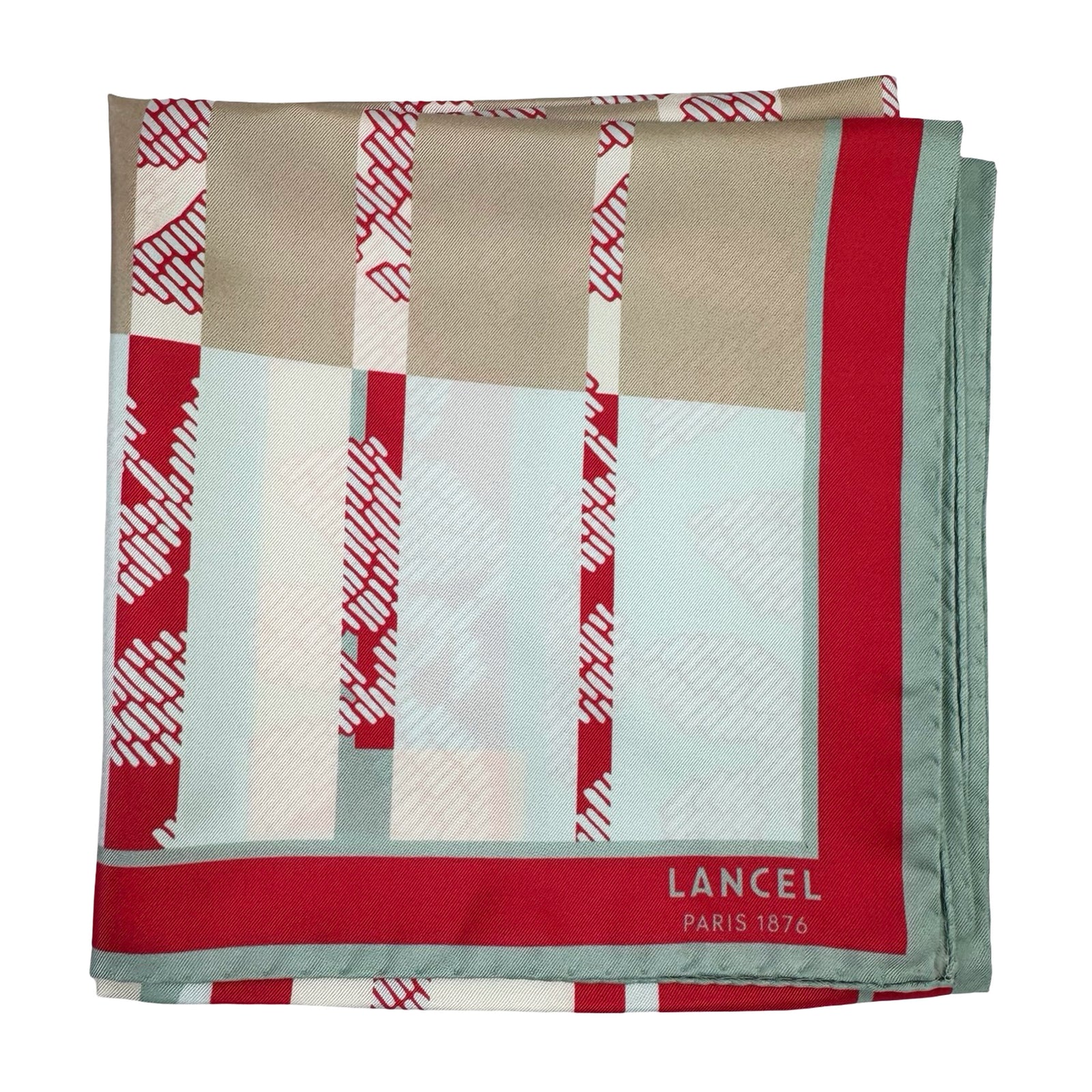Lancel Paris Scarf Red Gray Taupe