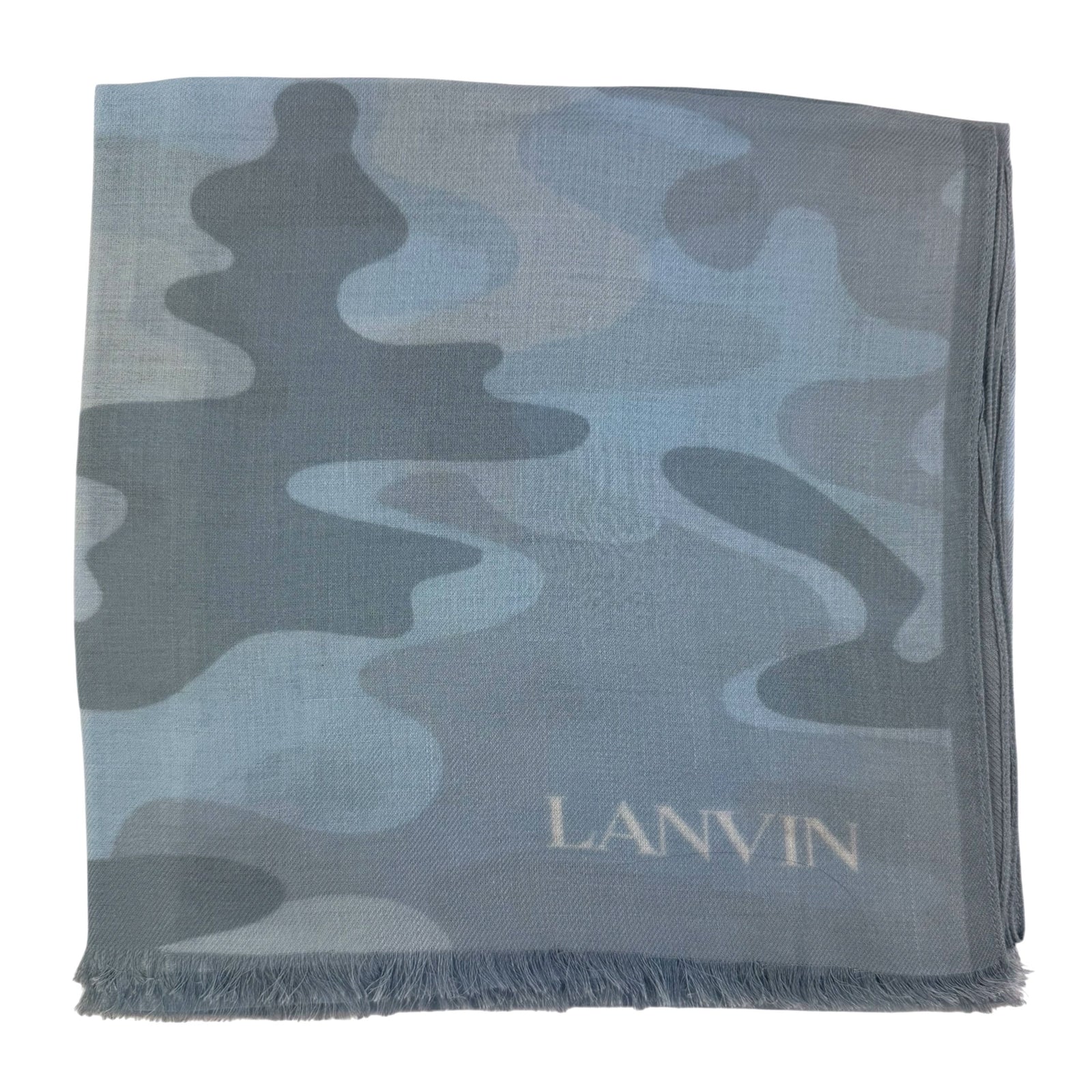 Lanvin Scarf Light Blue Camo - Cashmere Modal Shawl