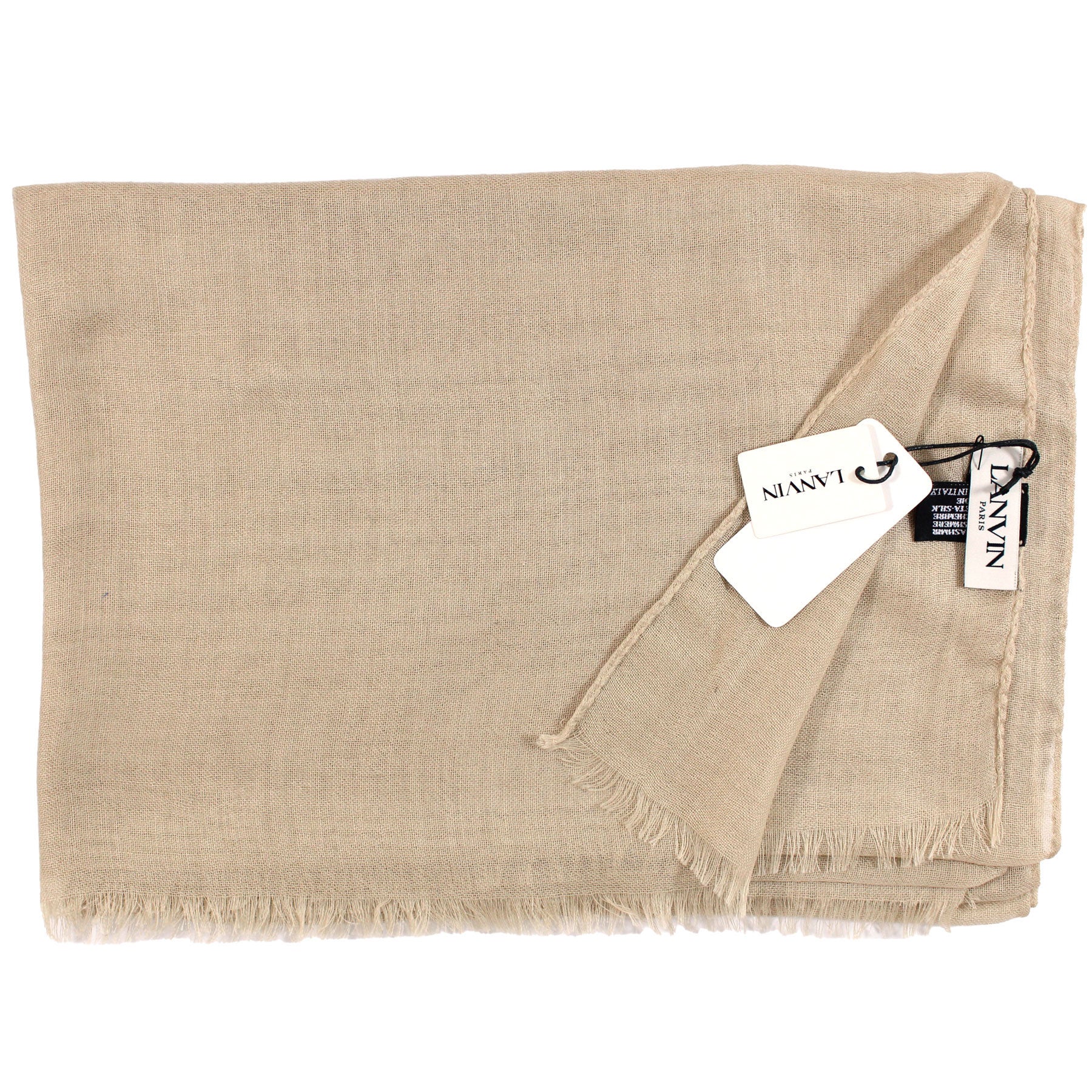 Lanvin Scarf Beige Solid - Cashmere Silk Shawl