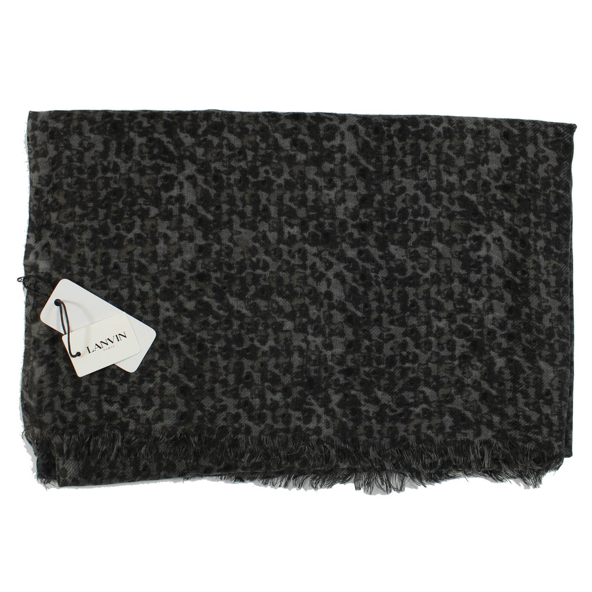 Lanvin Scarf Black Gray Pattern - Luxury Wool Shawl SALE