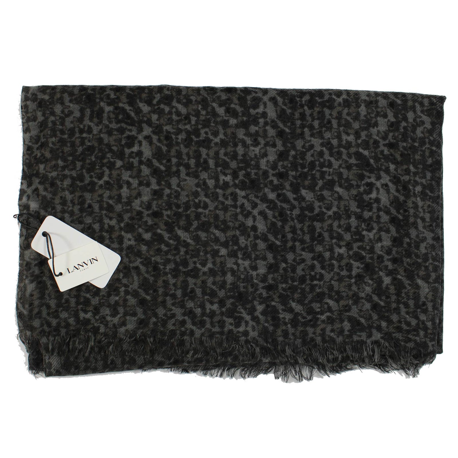 Lanvin Scarf Black Gray Pattern - Luxury Wool Shawl SALE