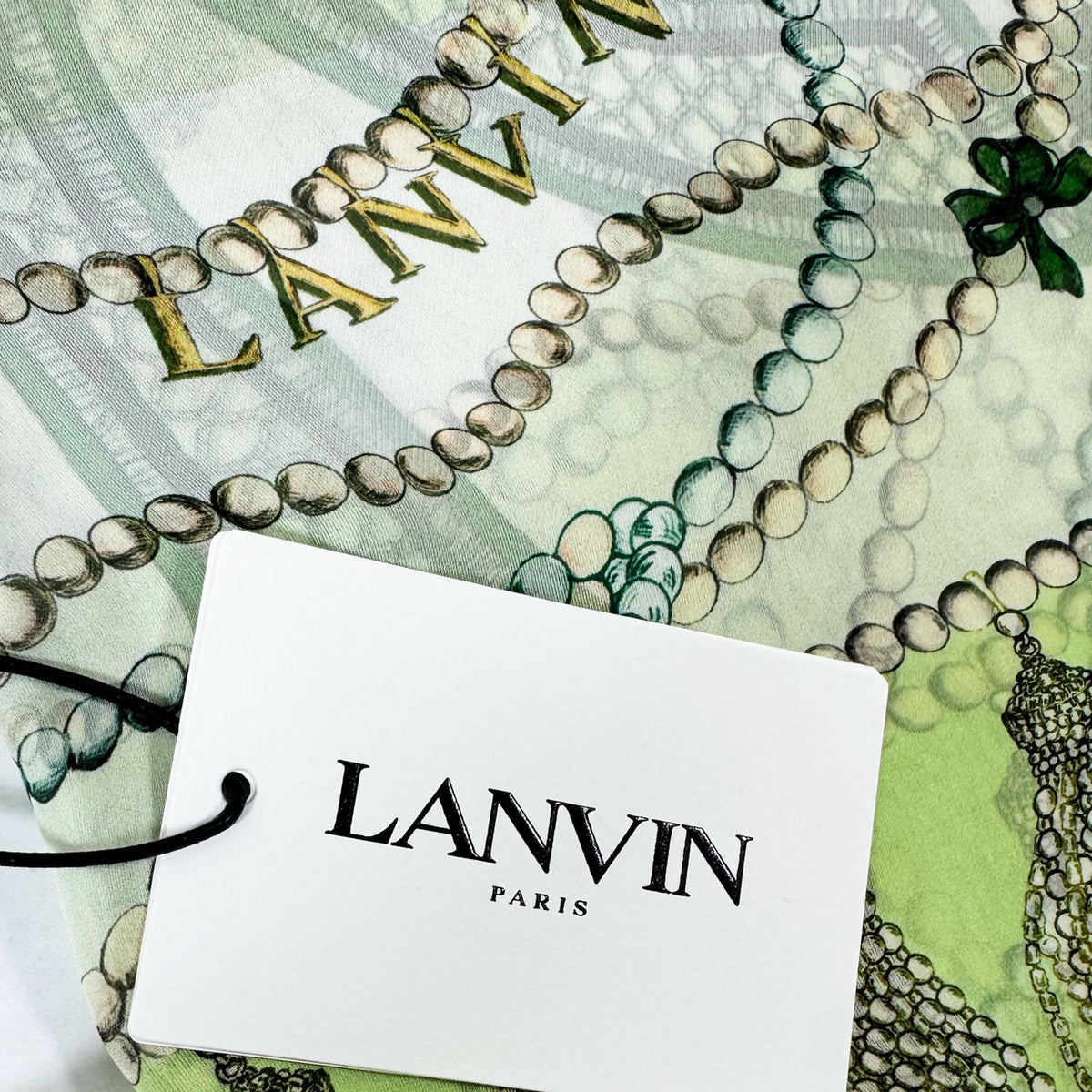 Lanvin Scarf Curb Laces Green - Chiffon Silk Shawl 