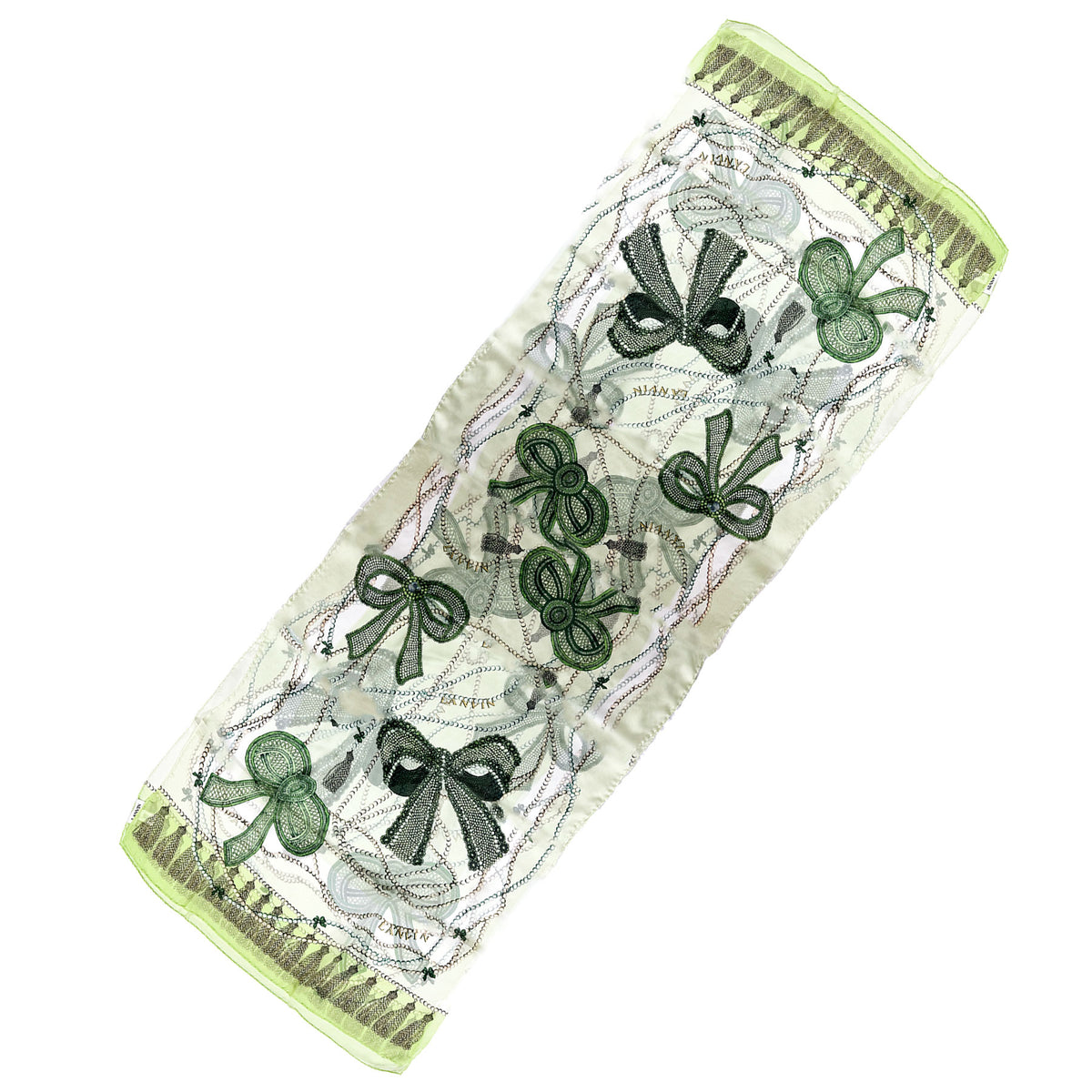 Lanvin Scarf Curb Laces Green - Chiffon Silk Shawl SALE