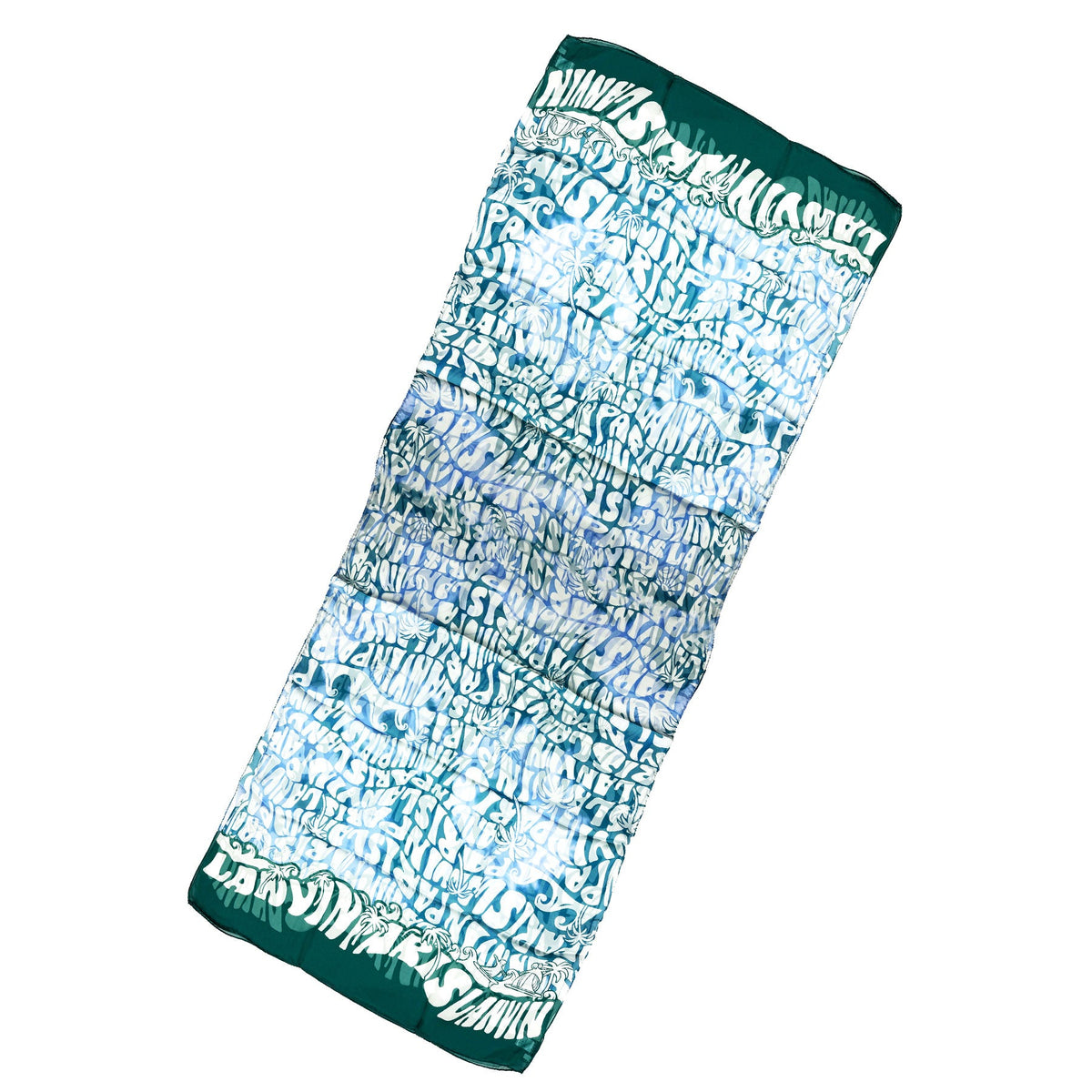 Lanvin Scarf Blue Ocean Green Logo Island Design - Chiffon Silk Shawl BLACK FRIDAY SALE