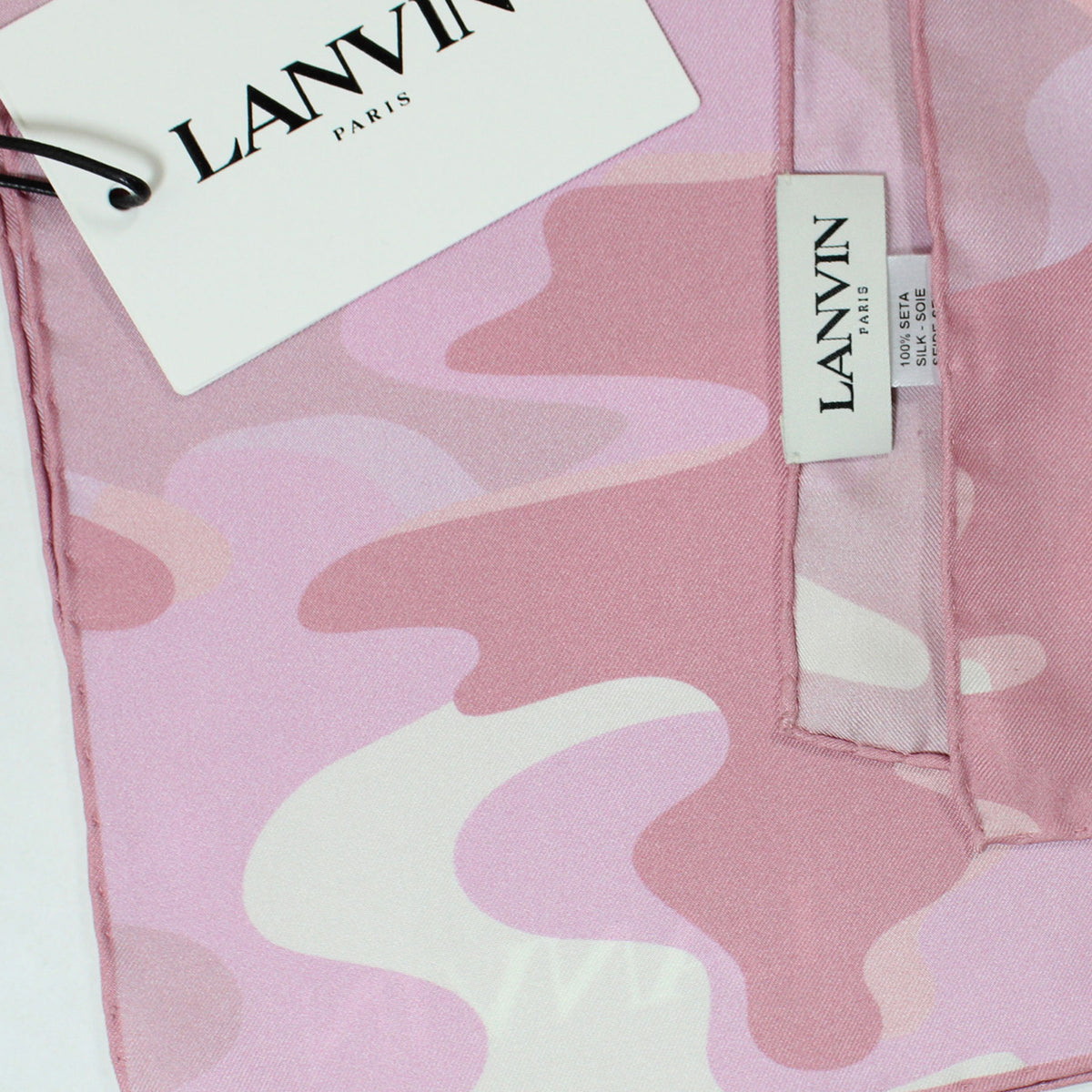 Lanvin Scarf Pink Camo Silk Square Foulard