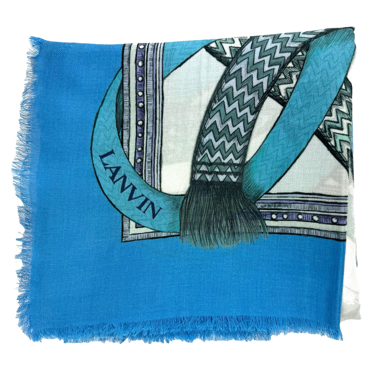 Lanvin Scarf Blue Design - Extra Large Wrap