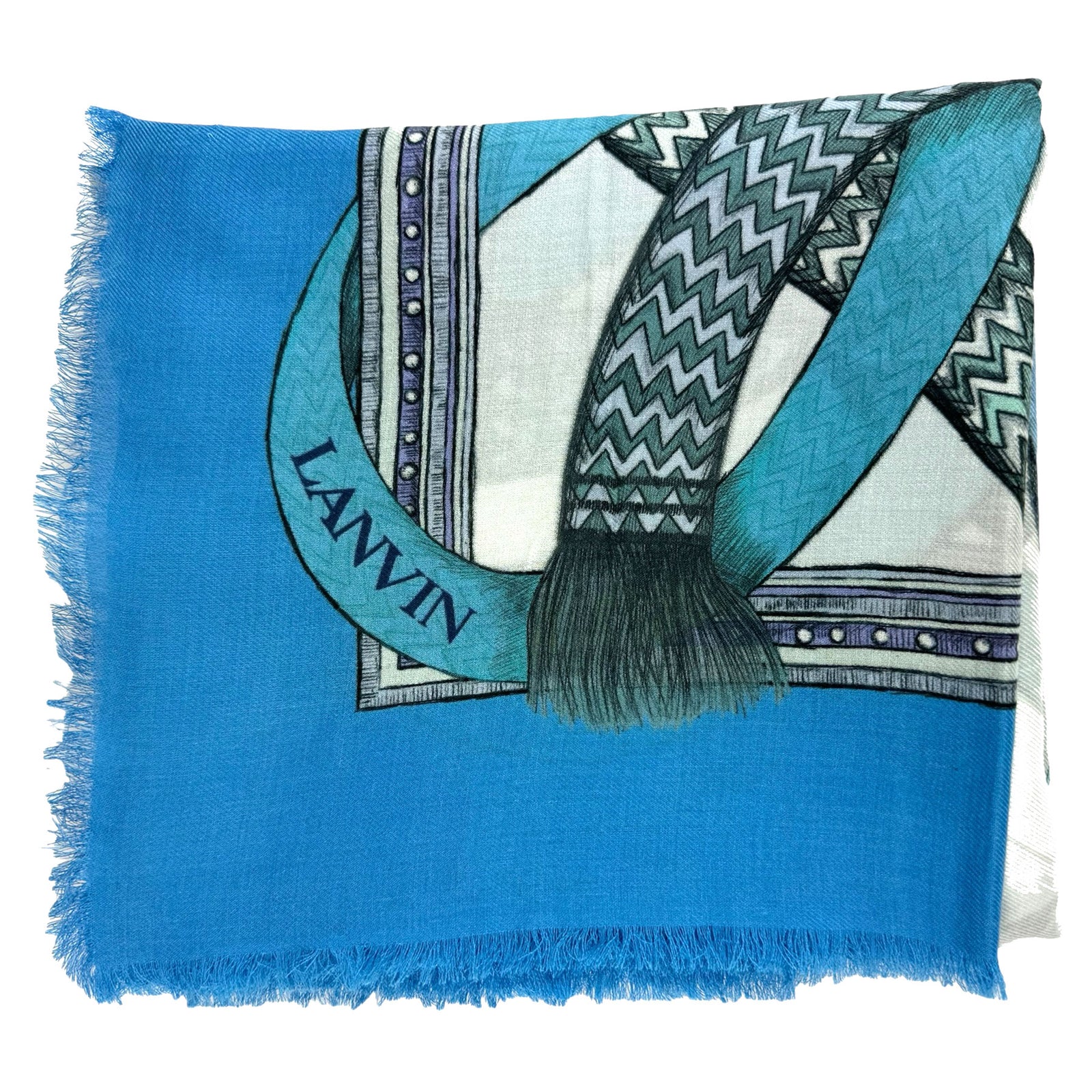 Lanvin Scarf Blue Design - Extra Large Wrap