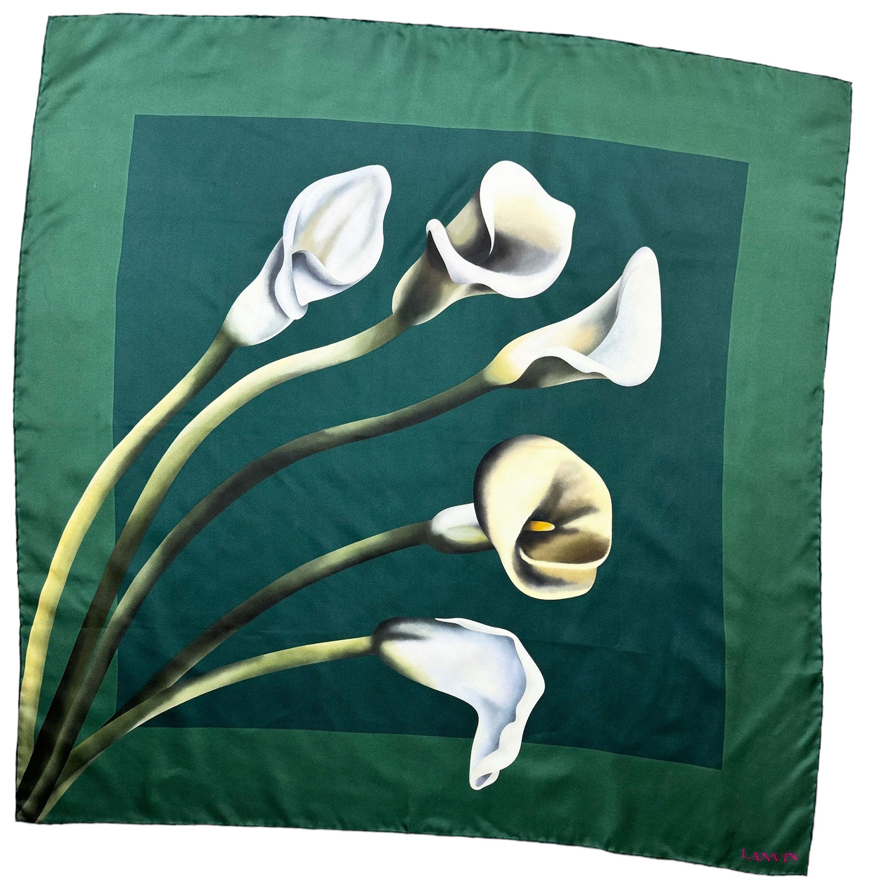 Lanvin Scarf Green Calla Lily Floral Como Milano