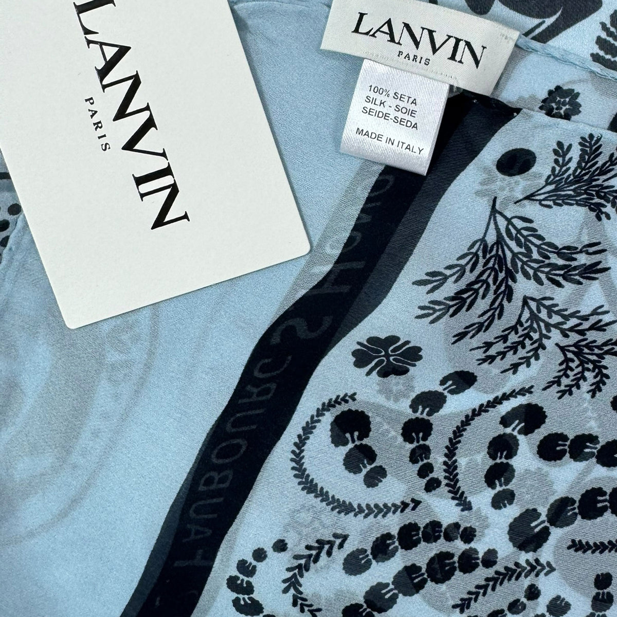 Lanvin Scarf Light Blue Floral Design - Chiffon Silk Shawl SALE