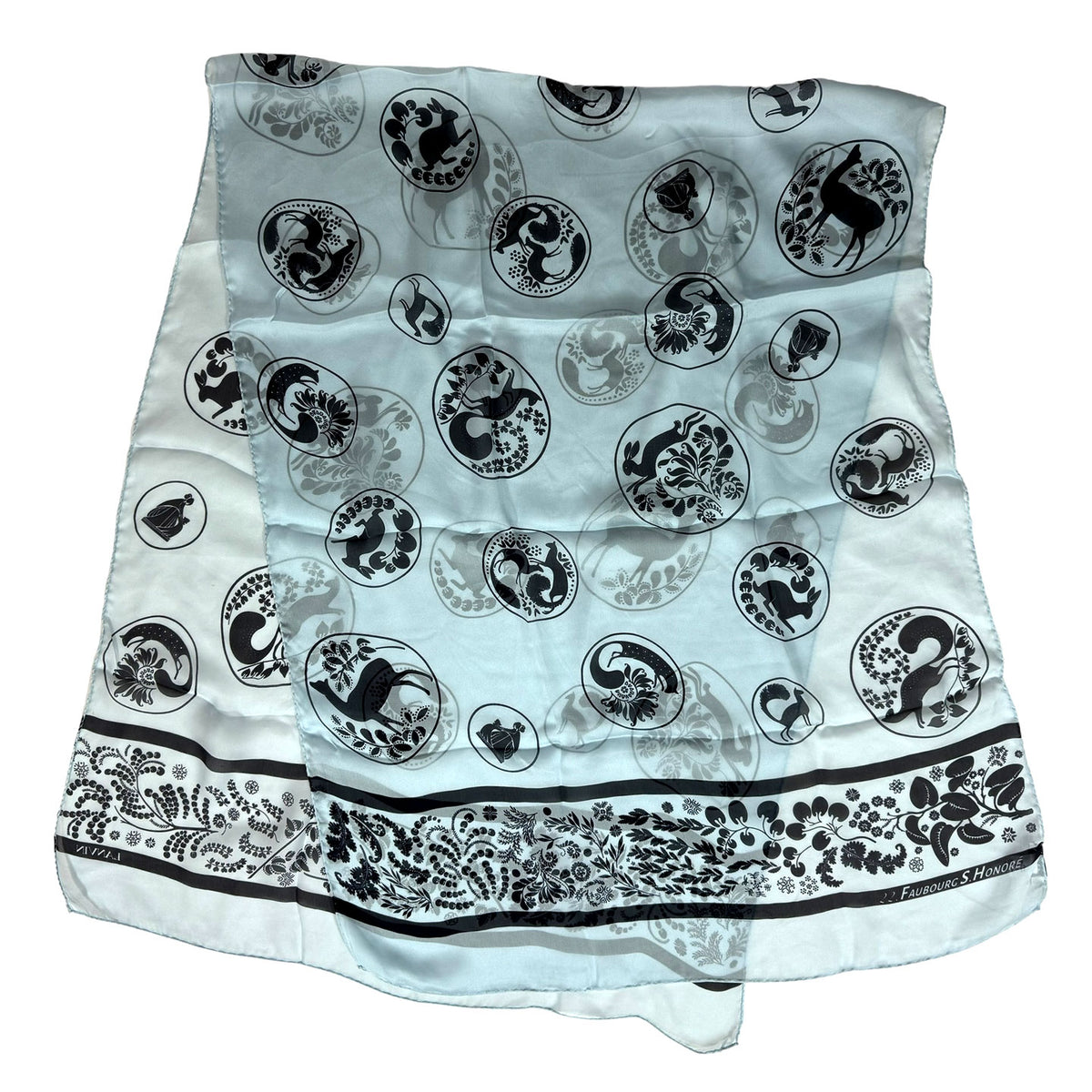 Lanvin Scarf Light Blue Floral Design - Chiffon Silk Shawl SALE