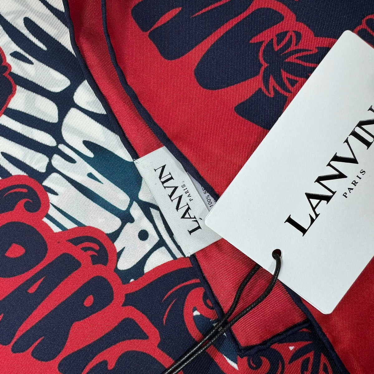Lanvin Scarf Red Navy Logo Beach 
