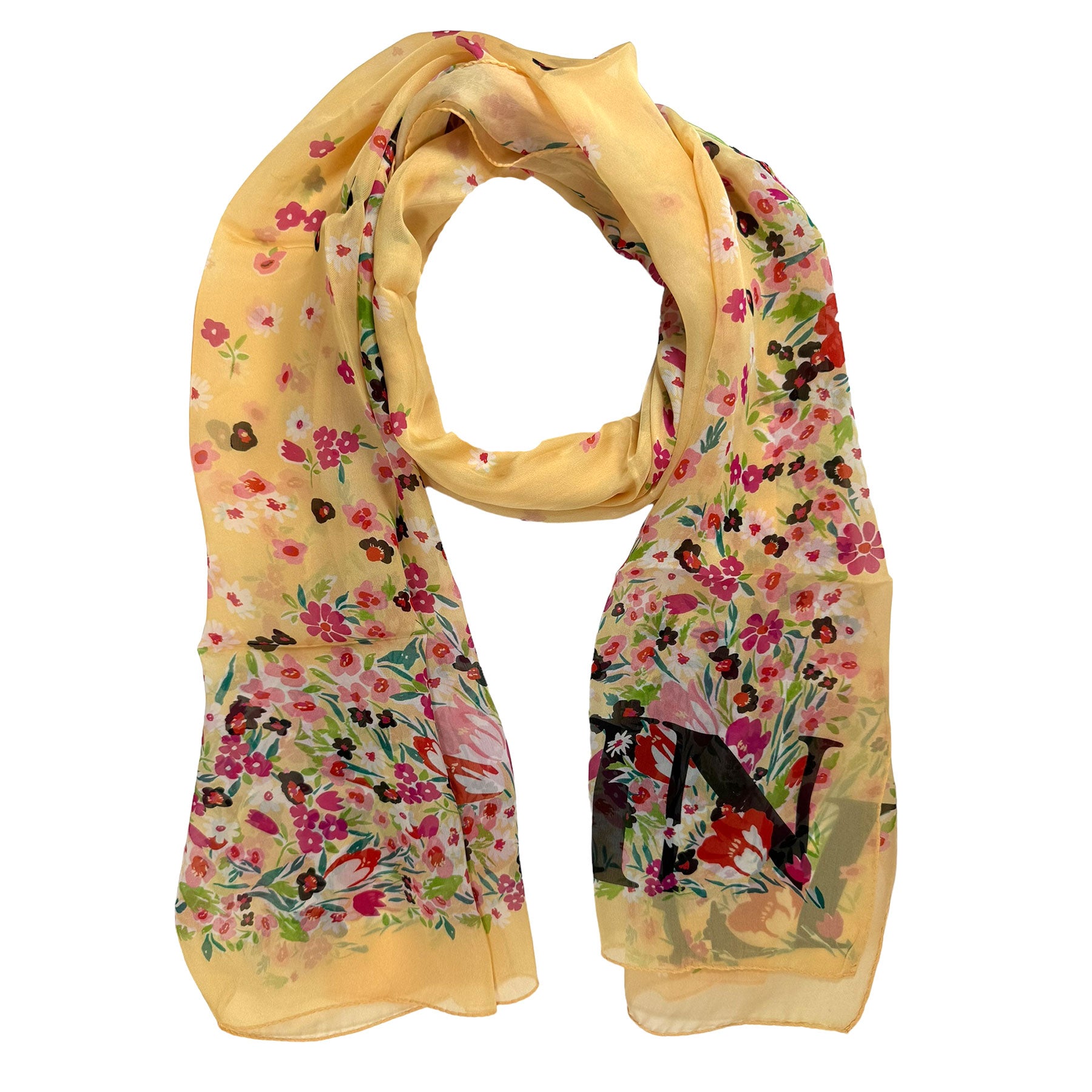 Lanvin Scarf Yellow Floral Design 
