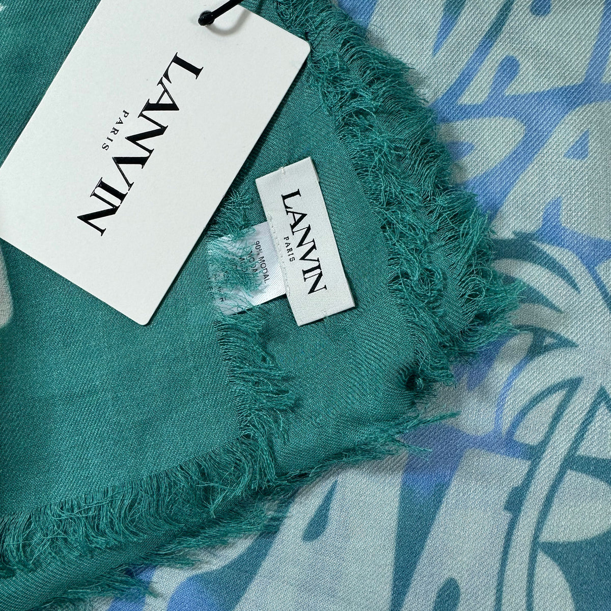 Lanvin Scarf Seafoam Island Design - Extra Large Square Wrap FINAL SALE