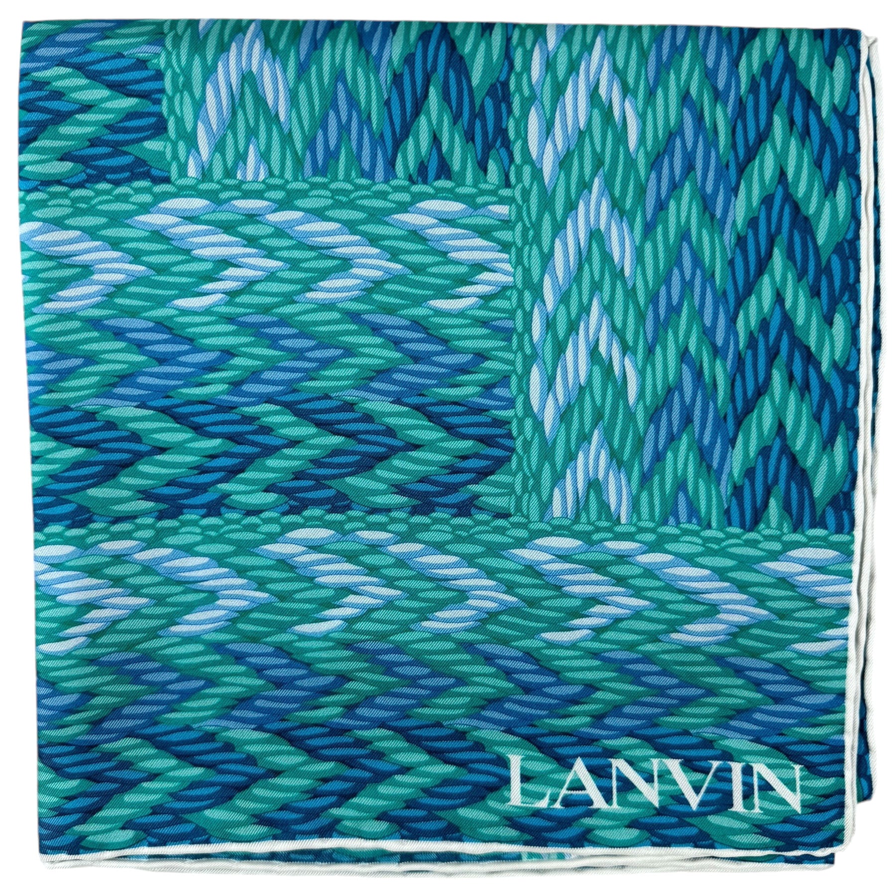 Écharpe LANVIN Paris Vintage 100% Soie - Dimensions 36 X 130 Cm - Couleur Vert, Occasion