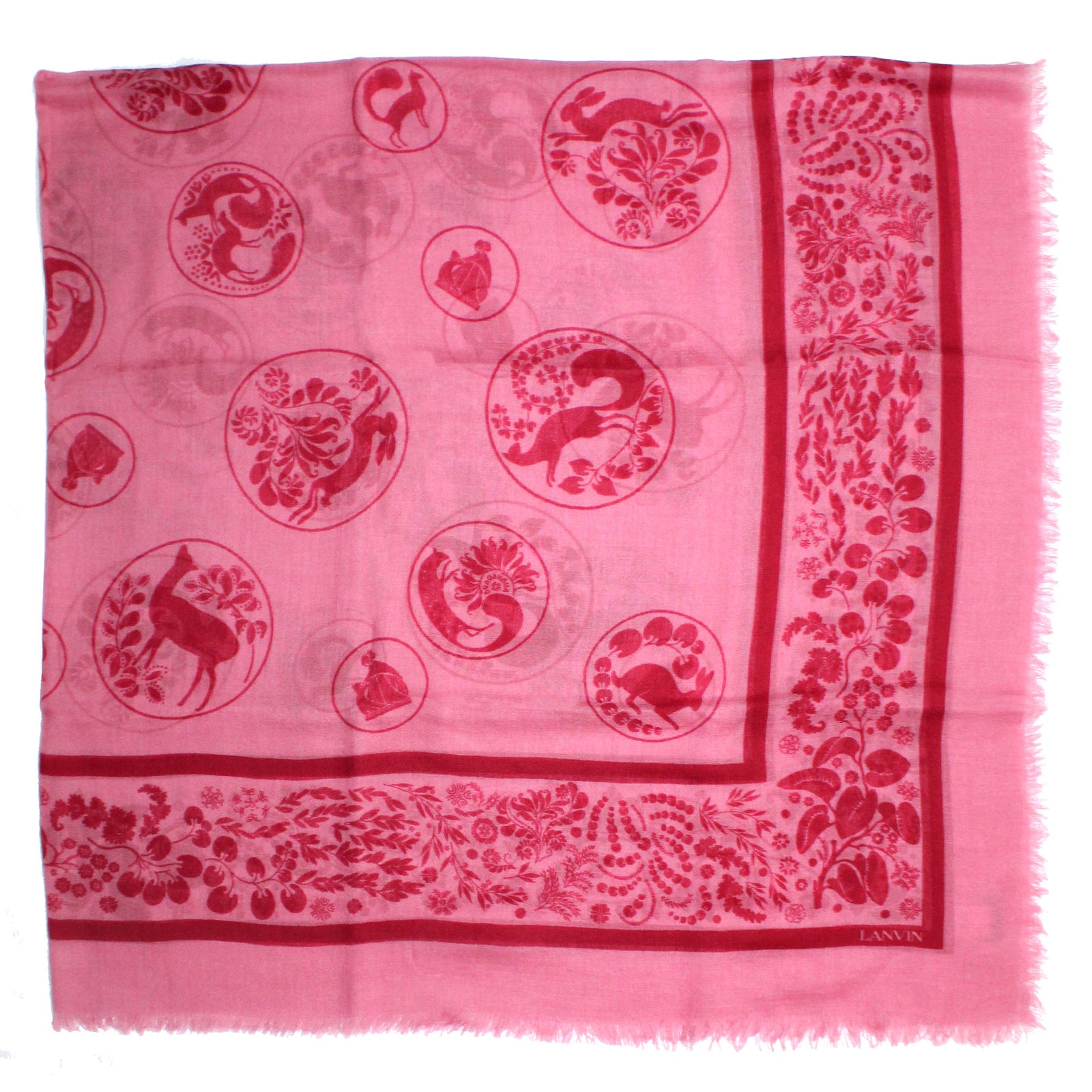 Lanvin Scarf Pink 22 Faubourg S Honore - Wool Square Foulard