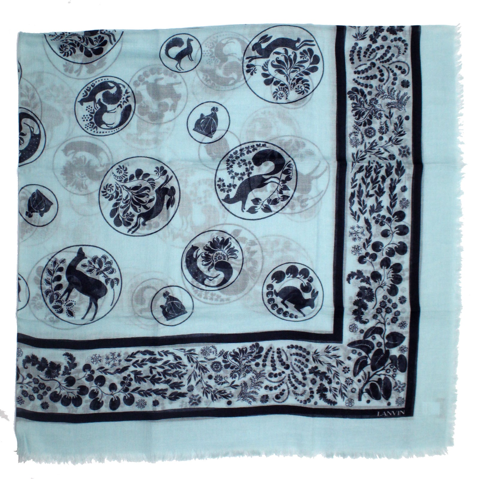 Lanvin Scarf Sky Blue 22 Faubourg S Honore - Wool Square Foulard