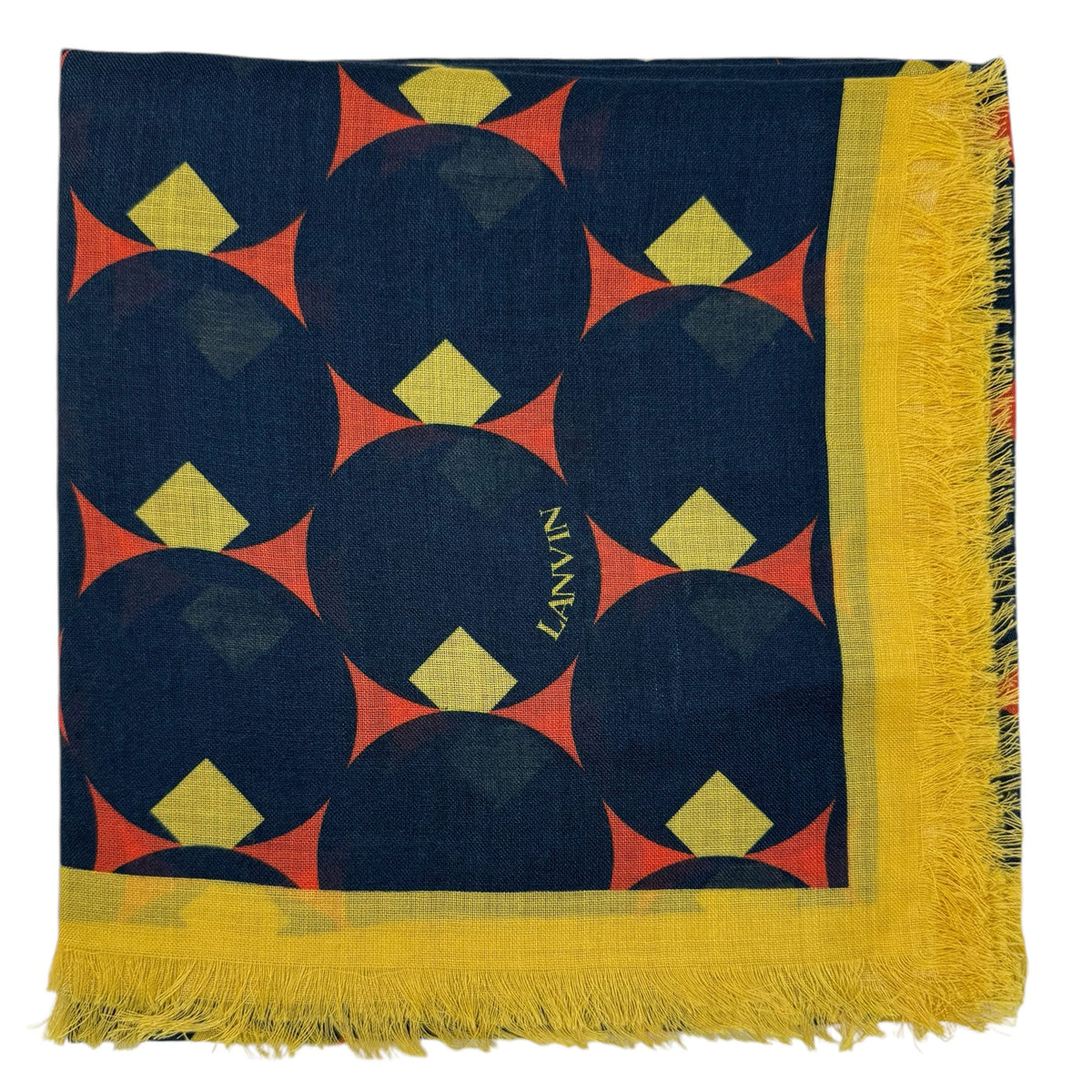 Lanvin Scarf Navy Yellow Design
