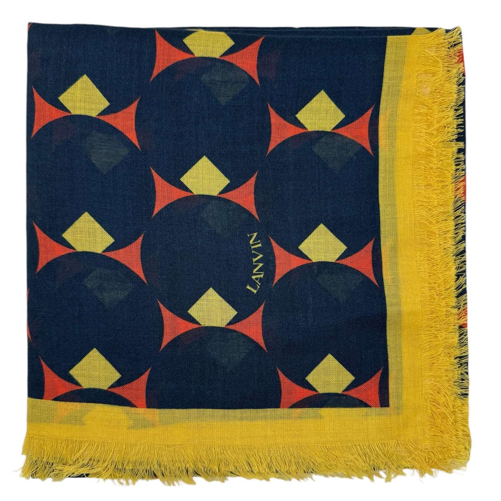 Lanvin Scarf Navy Yellow Design
