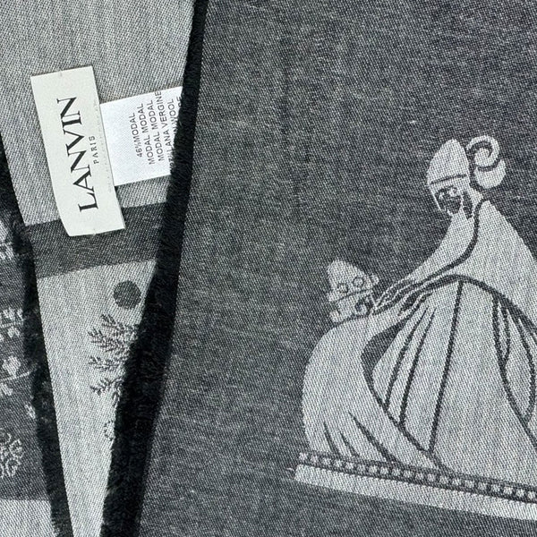 Lanvin Scarf Gray Design - Modal Wool Silk Shawl SALE - Como Milano